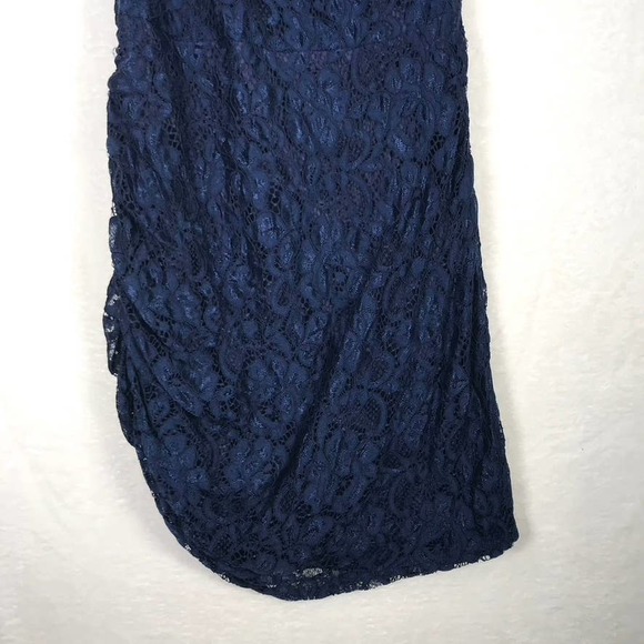 NWT Sam Edelman Womens One Shoulder Lace Ruched Dress Size 10 Navy  Bodycon - Picture 8 of 12